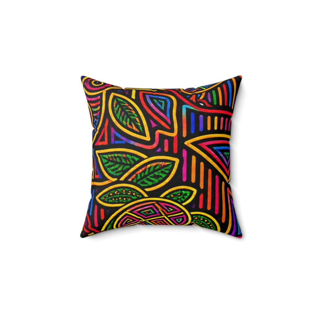 Boho Neon Tribal Floral Pillow