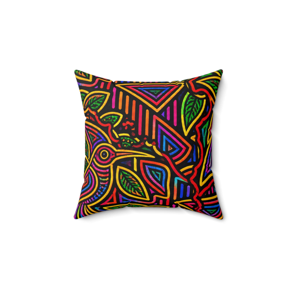 Boho Neon Tribal Floral Pillow