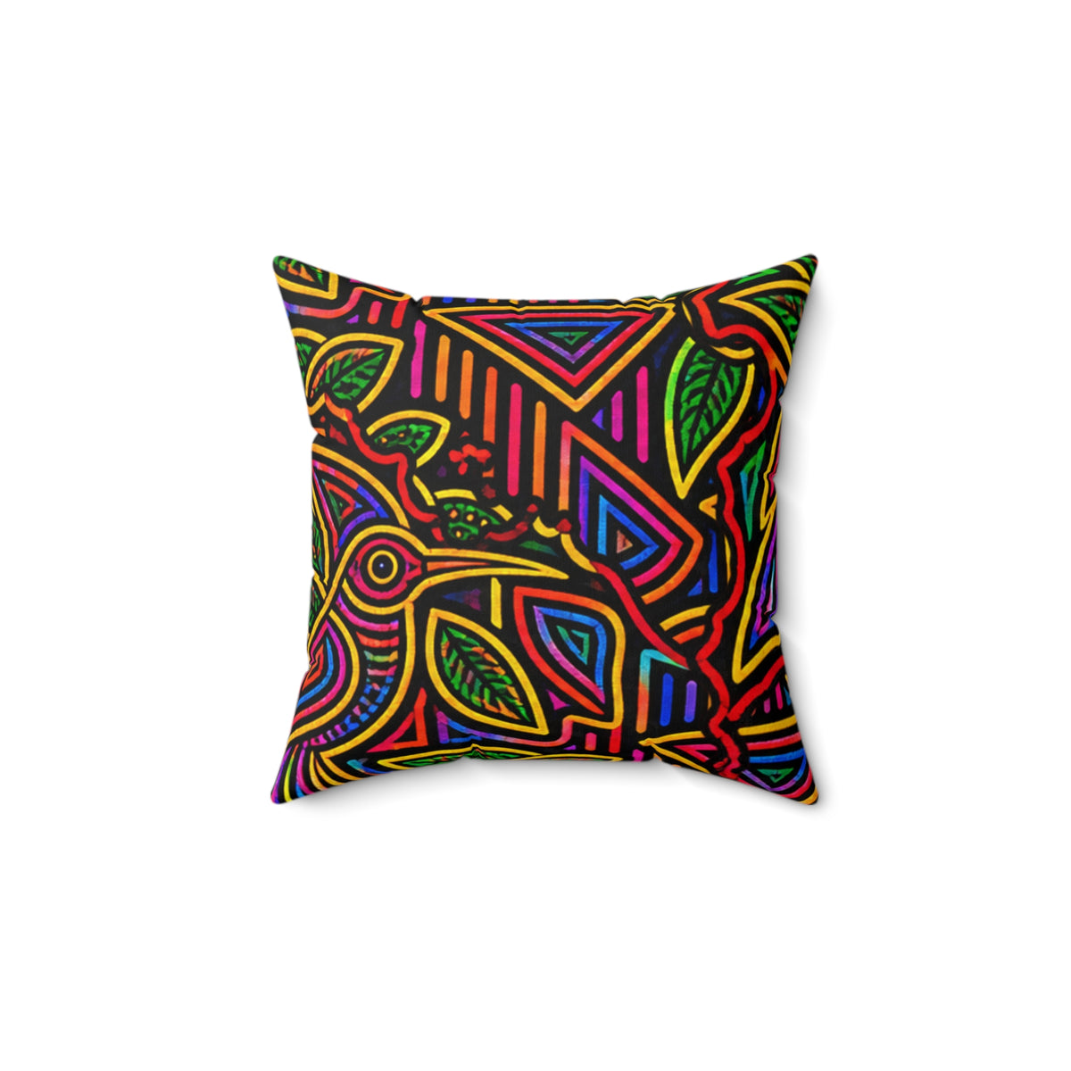 Boho Neon Tribal Floral Pillow