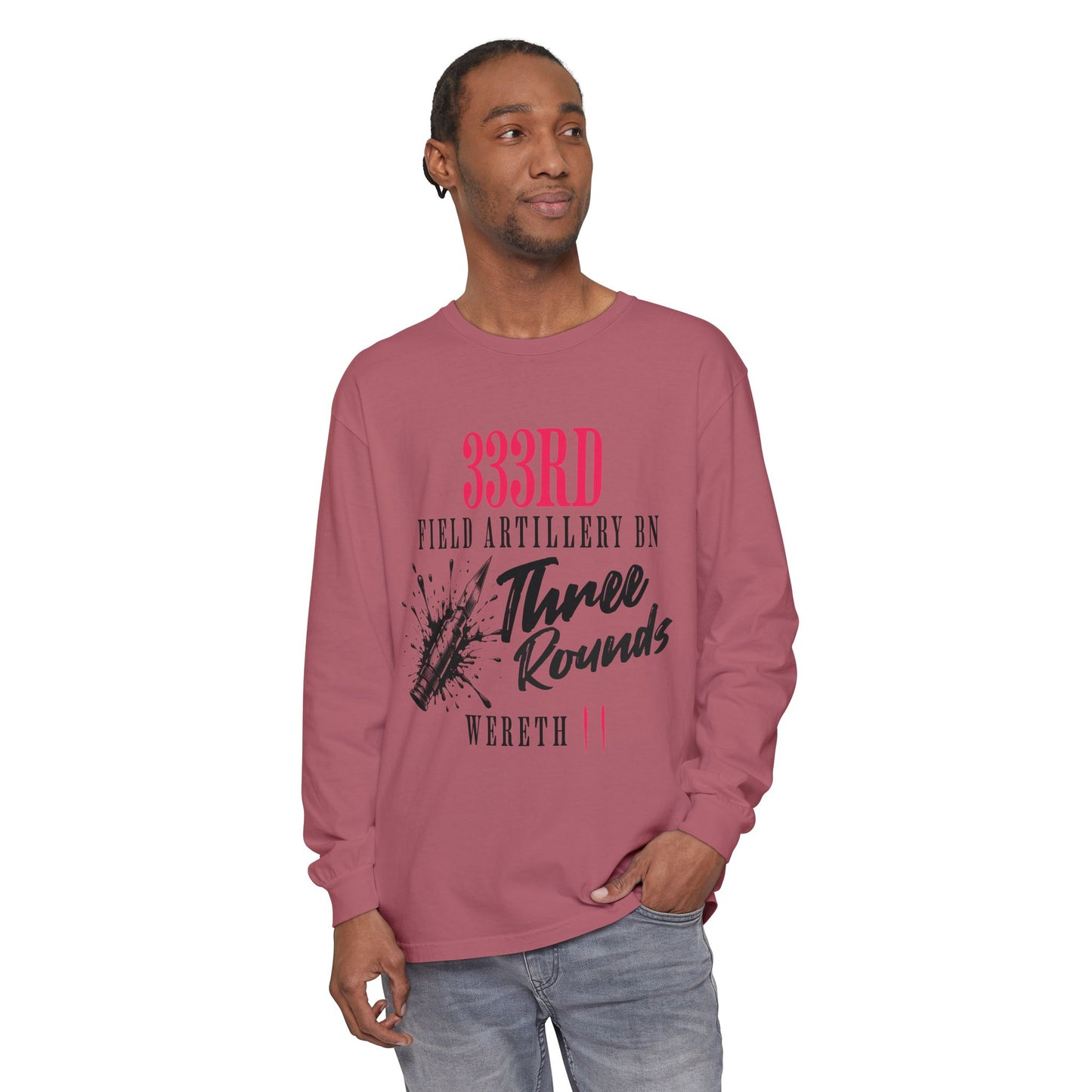 Military-Themed Long Sleeve Shirt, Unisex Garment Dyed Tee, Custom Artillery Shirt, Gift for Veterans, Unique Military Apparel, [...]