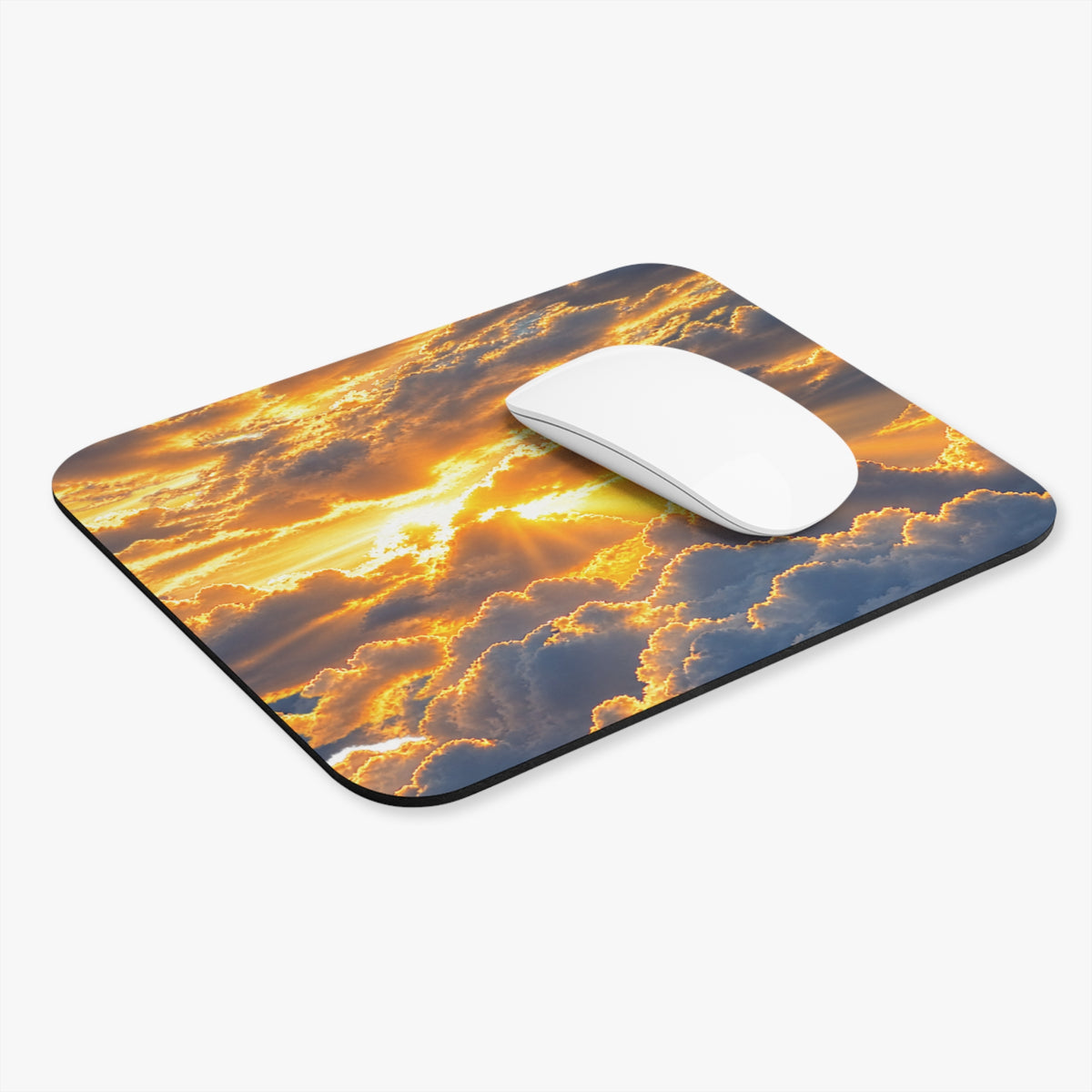 Golden Sunrise Cloud Mouse Pad — Scenic Desk Mousepad