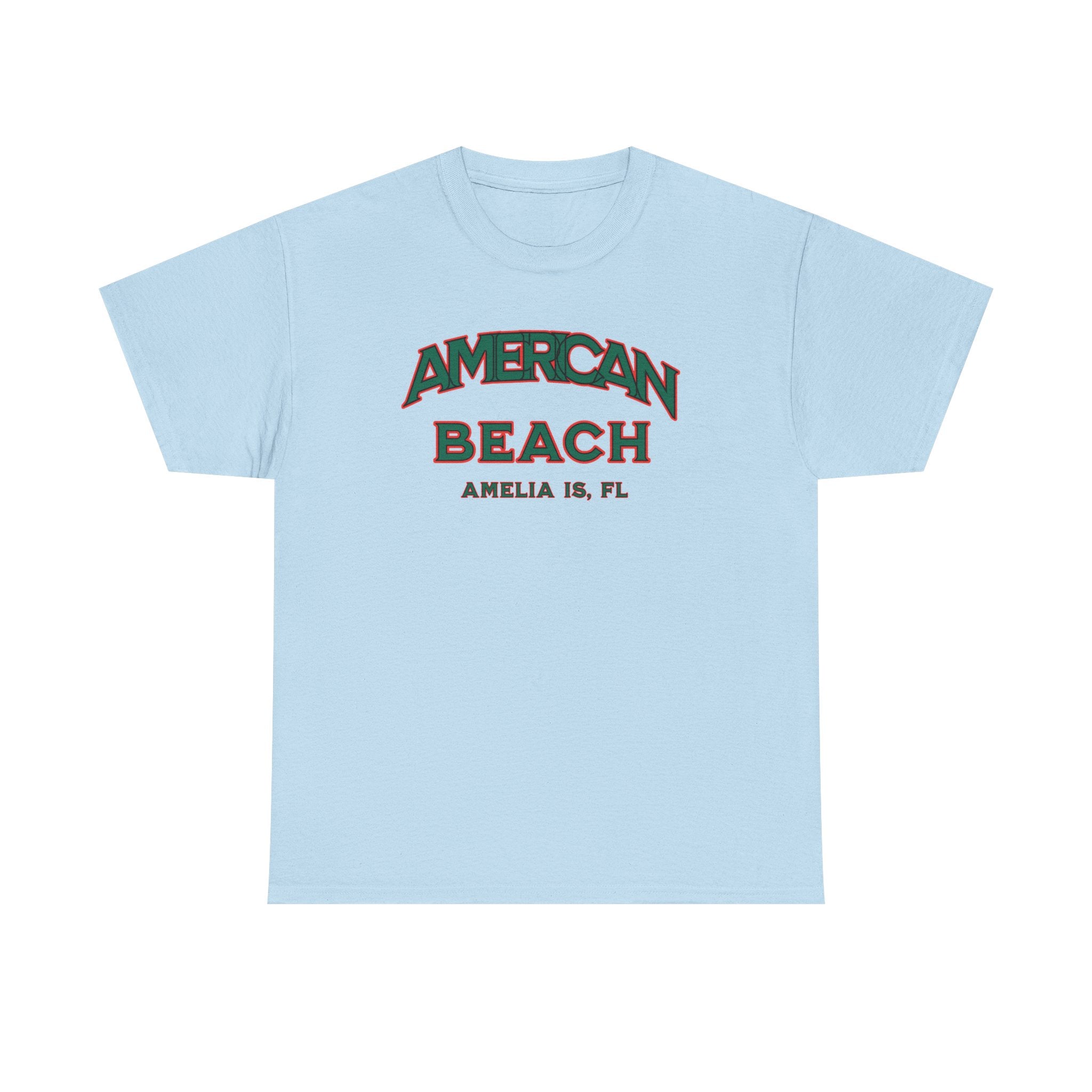 American Beach Unisex Heavy Cotton Tee - Casual Wear, Summer Fashion, Beach Vibes, Vacation Tops, Outdoor Activities