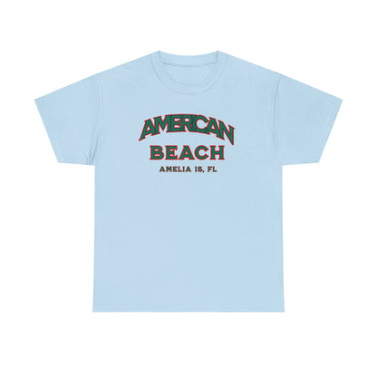 American Beach Unisex Heavy Cotton Tee - Casual Wear, Summer Fashion, Beach Vibes, Vacation Tops, Outdoor Activities
