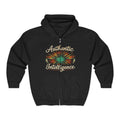 Authentic Intelligence Zip Hoodie — Retro Tie-Dye Graphic Full-Zip Sweatshirt