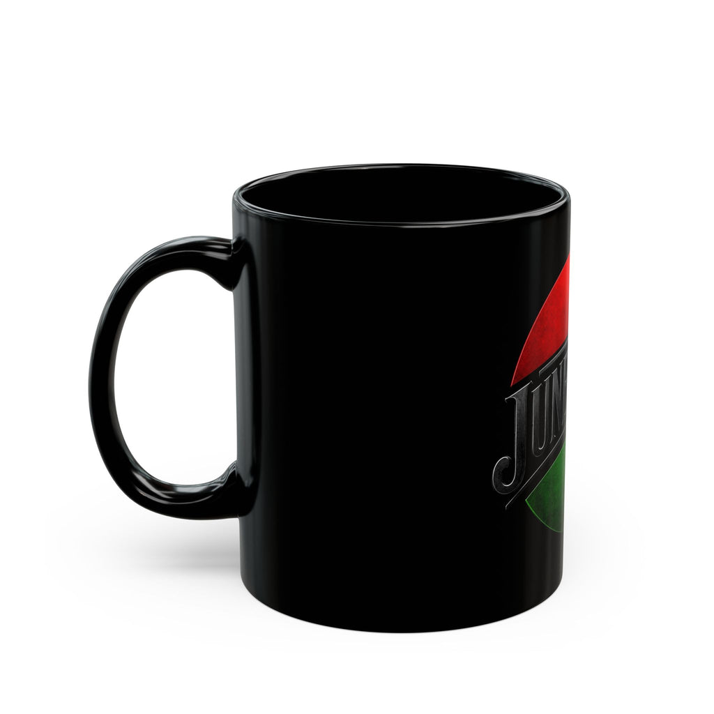 Juneteenth Black Mug — Red & Green Celebration Coffee Cup (11oz/15oz)