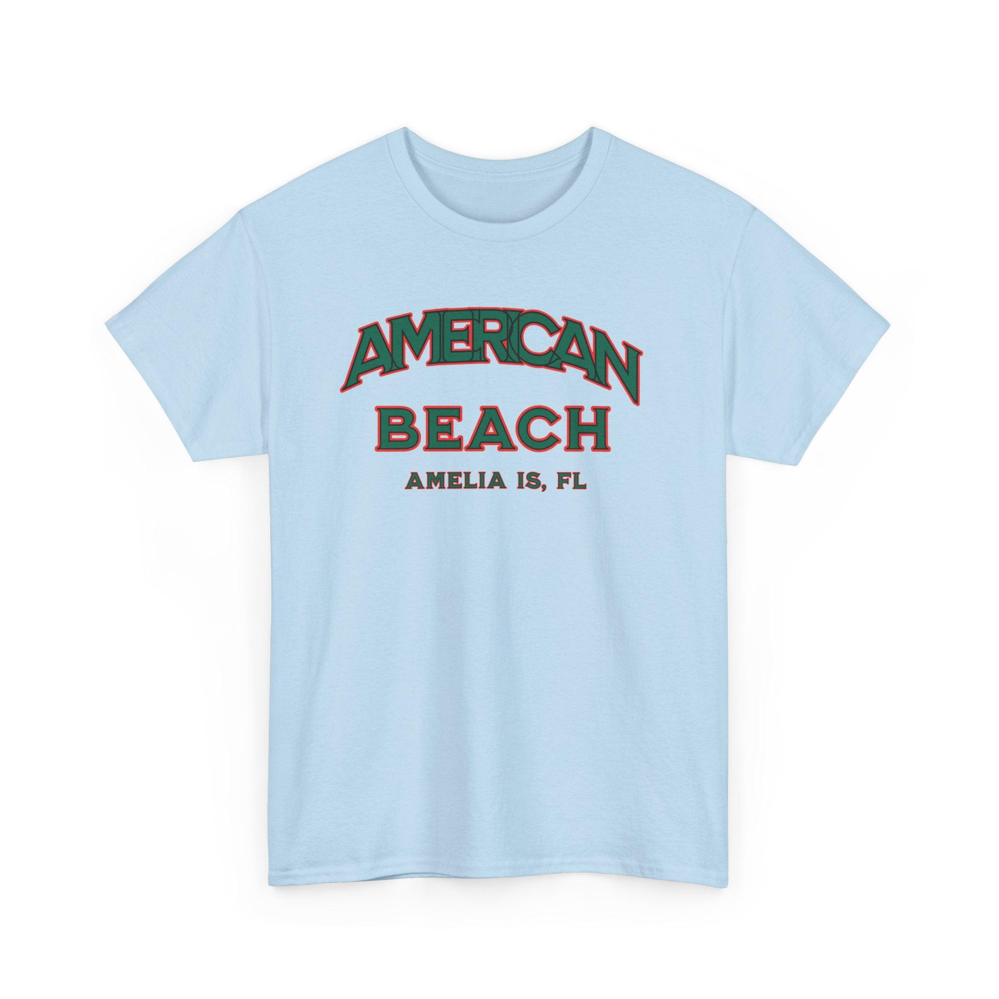 American Beach Unisex Heavy Cotton Tee - Casual Wear, Summer Fashion, Beach Vibes, Vacation Tops, Outdoor Activities