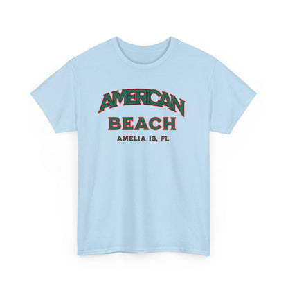 American Beach Unisex Heavy Cotton Tee - Casual Wear, Summer Fashion, Beach Vibes, Vacation Tops, Outdoor Activities