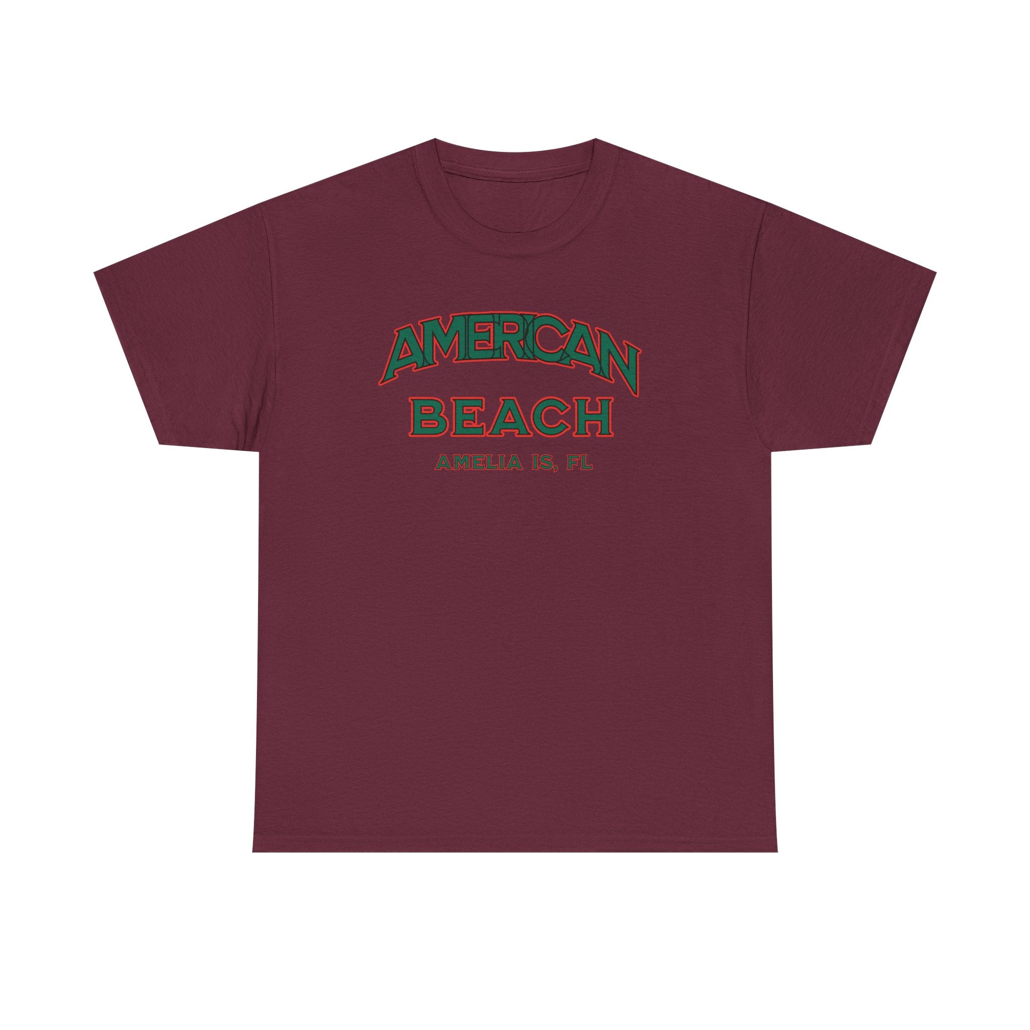 American Beach Unisex Heavy Cotton Tee - Casual Wear, Summer Fashion, Beach Vibes, Vacation Tops, Outdoor Activities