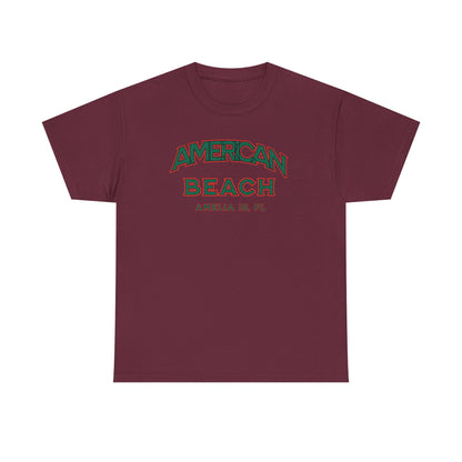 American Beach Unisex Heavy Cotton Tee - Casual Wear, Summer Fashion, Beach Vibes, Vacation Tops, Outdoor Activities