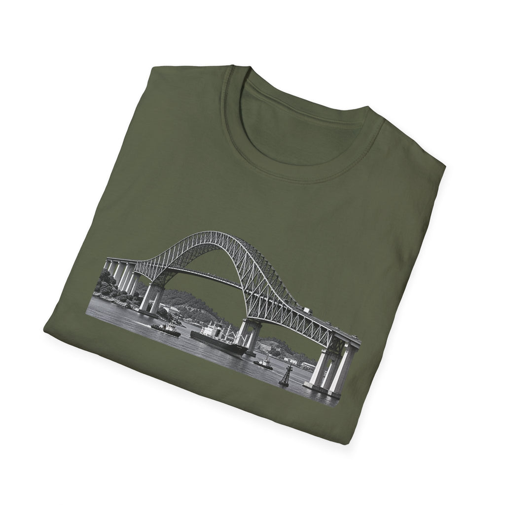 Bridge of The Americas  T-Shirt — Vintage Black & White Cityscape Tee