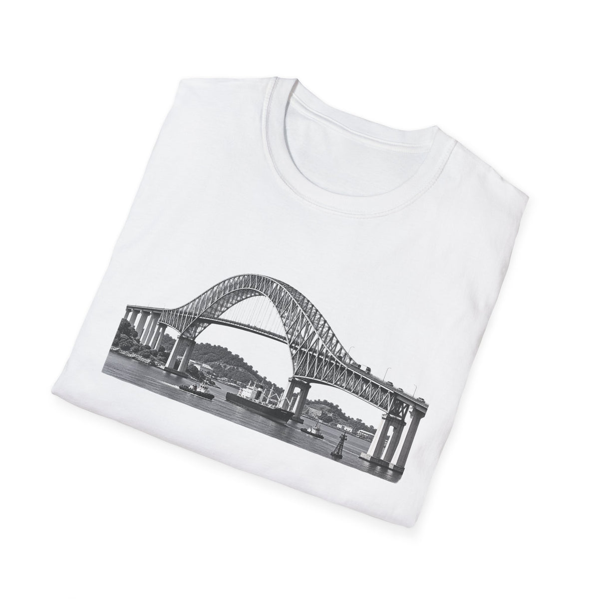 Bridge of The Americas  T-Shirt — Vintage Black & White Cityscape Tee