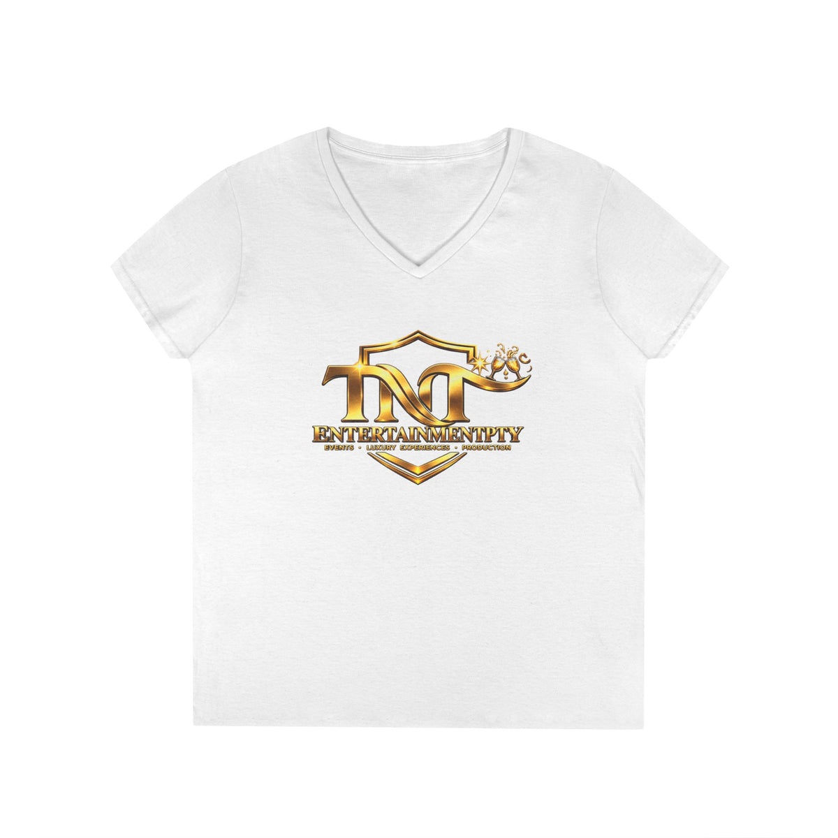 TNT Golden 100th Anniversary Ladies' V-Neck Tee — '100 Years' Commemorative Celebration Shirt