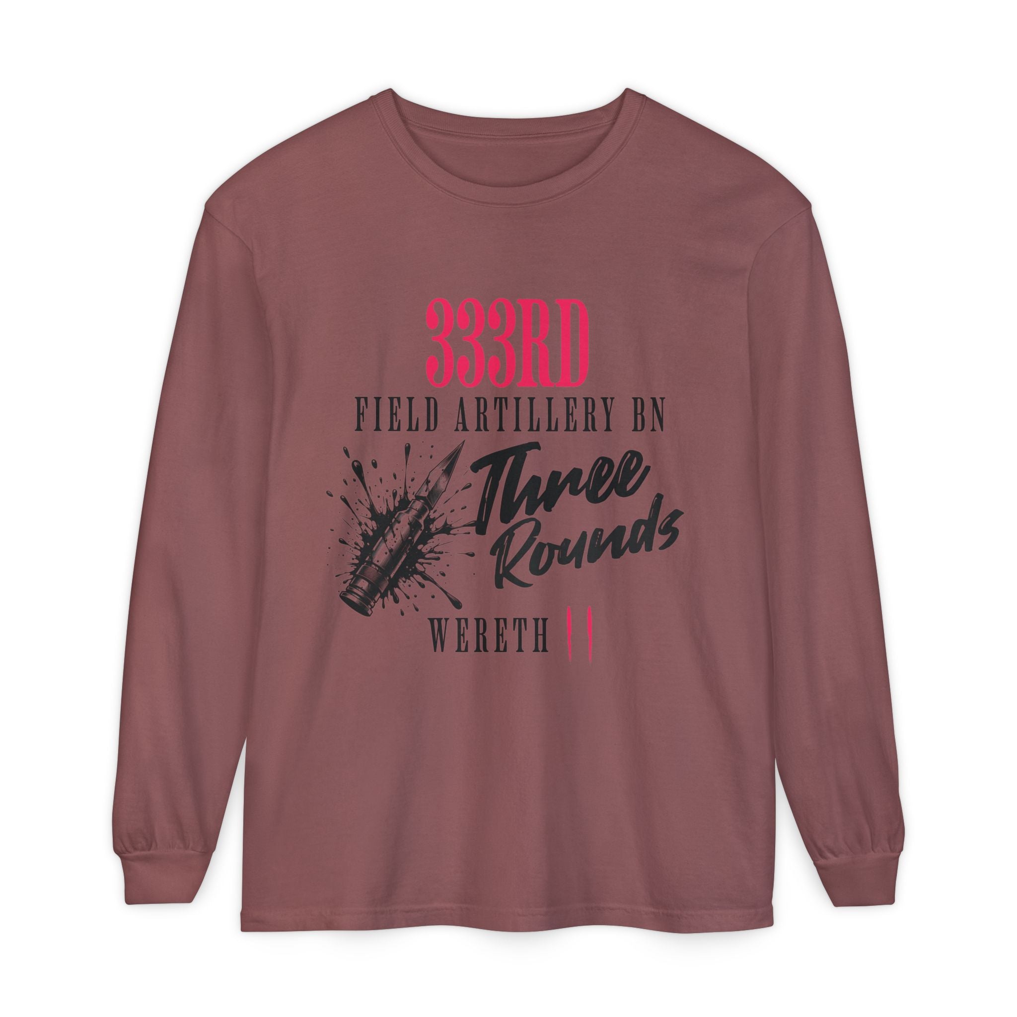 Military-Themed Long Sleeve Shirt, Unisex Garment Dyed Tee, Custom Artillery Shirt, Gift for Veterans, Unique Military Apparel, [...]