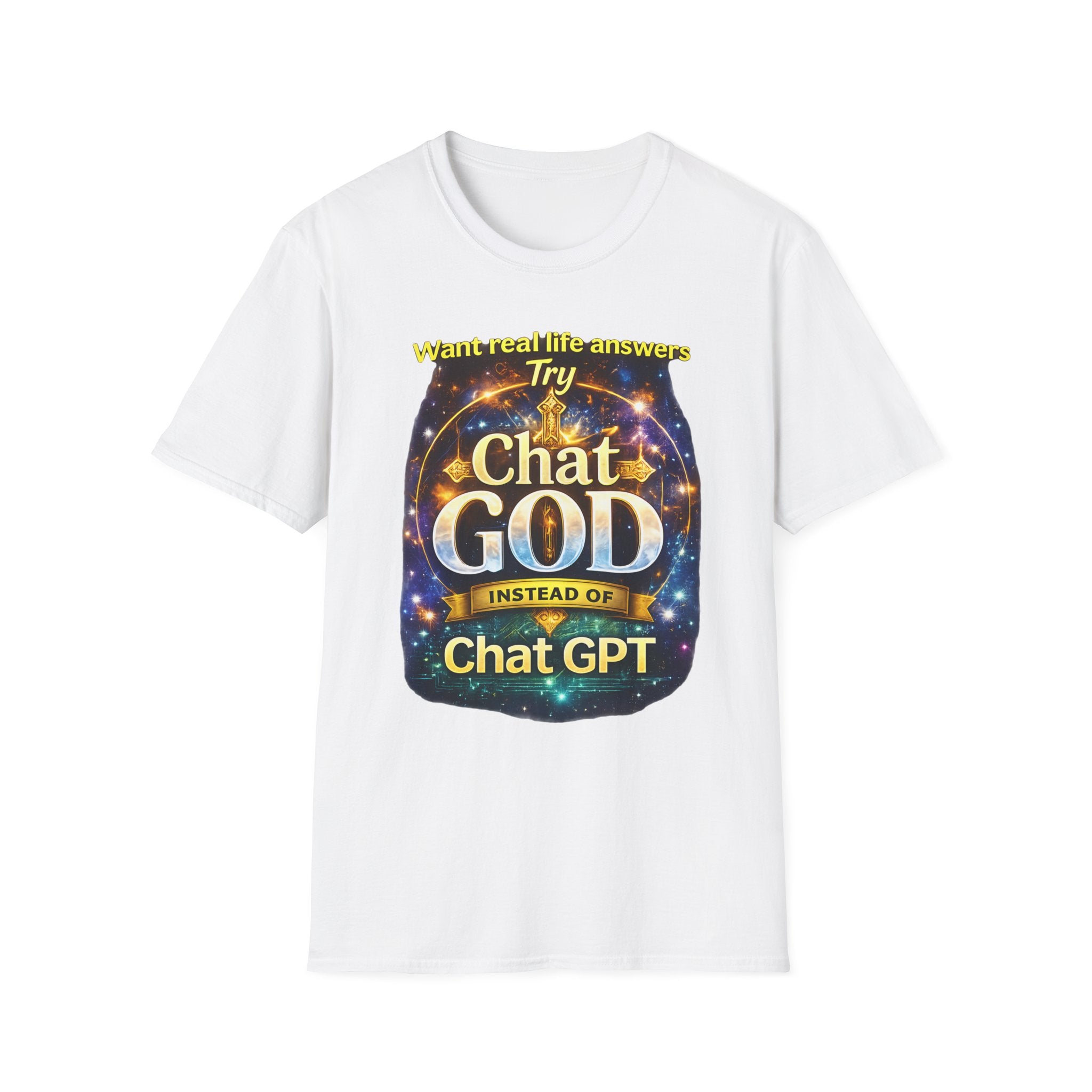 Chat GOD T-Shirt — "Try Chat GOD Instead of Chat GPT" Spiritual Humor Tee