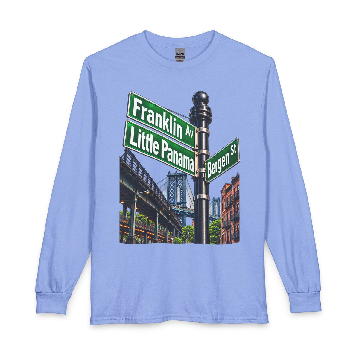 Brooklyn Street Sign Long Sleeve Tee — Franklin Ave Little Panama Bergen St Graphic