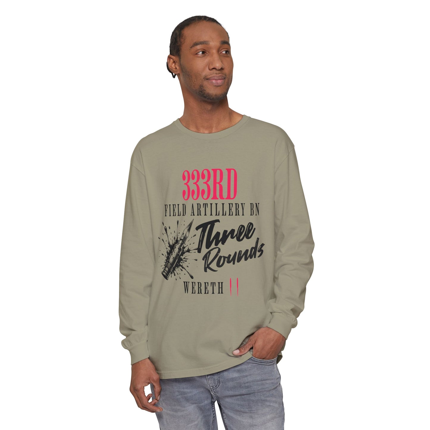 Military-Themed Long Sleeve Shirt, Unisex Garment Dyed Tee, Custom Artillery Shirt, Gift for Veterans, Unique Military Apparel, [...]