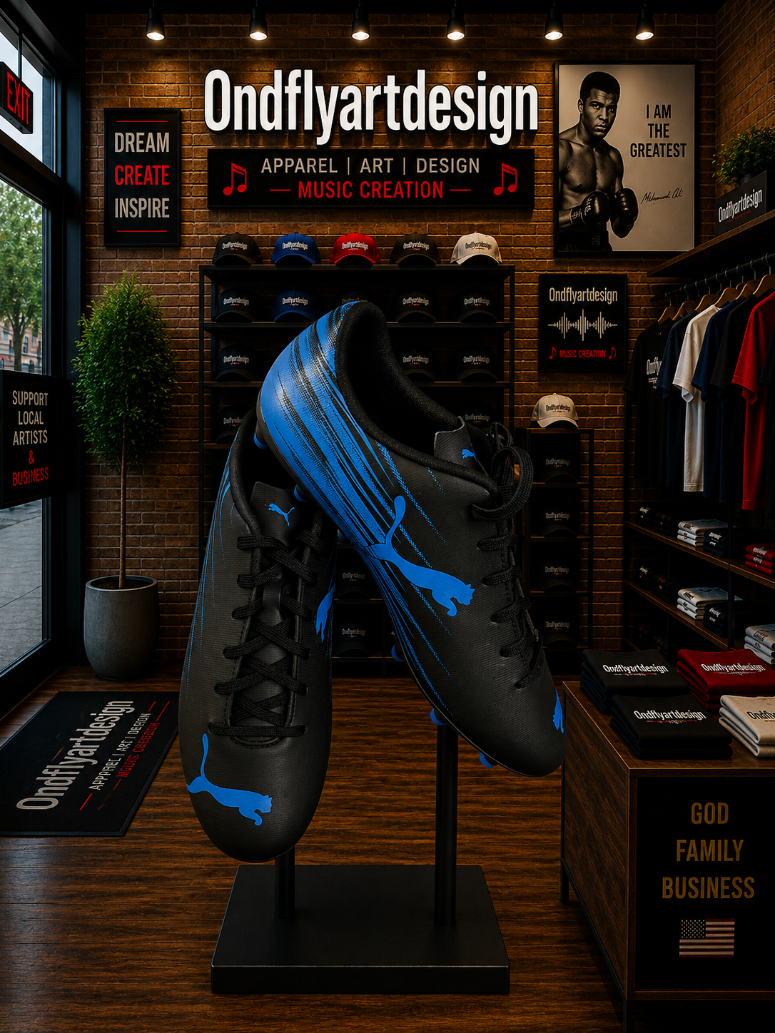 Puma Black and Blue Soccer Shoes