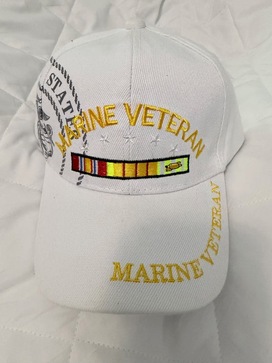 Marines Veteran White Cap