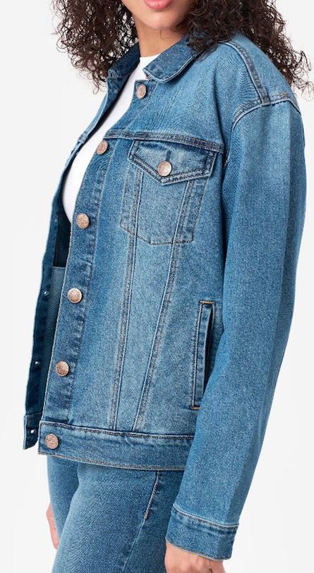 Denim/Black Trucker Jean Jacket