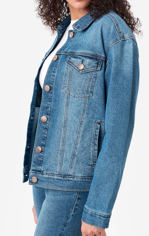 Denim/Black Trucker Jean Jacket