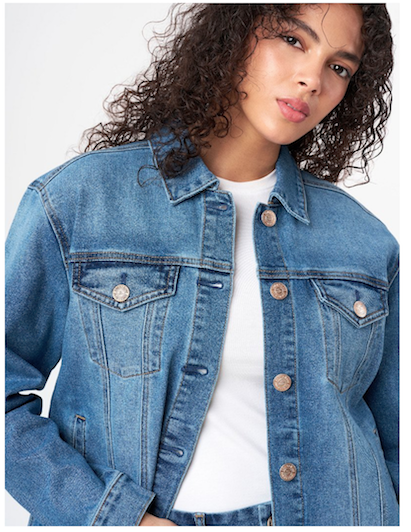 Denim/Black Trucker Jean Jacket