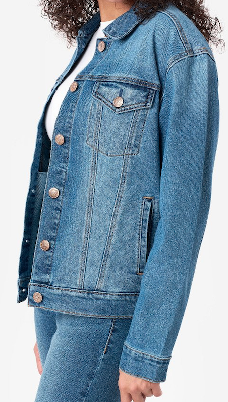 Denim/Black Trucker Jean Jacket