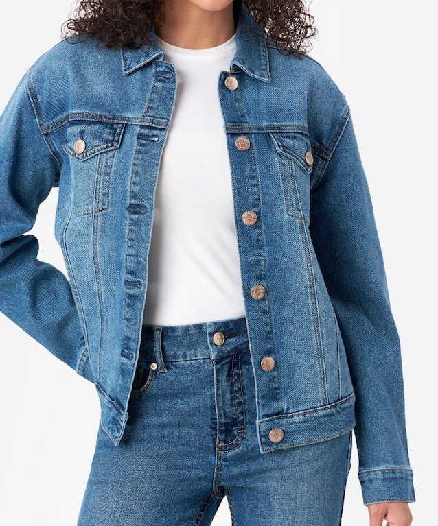 Denim/Black Trucker Jean Jacket