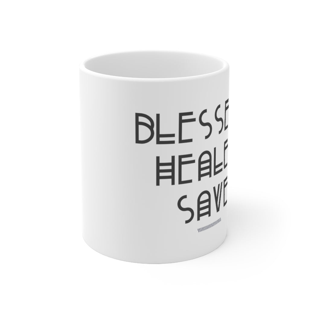 Ondflyartdesign BLESSED HEALED SAVED Ceramic Mug 11oz